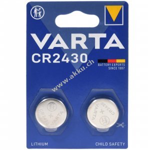 Varta Lithium Knopfzelle Batterie CR2430 3V 2er Blister